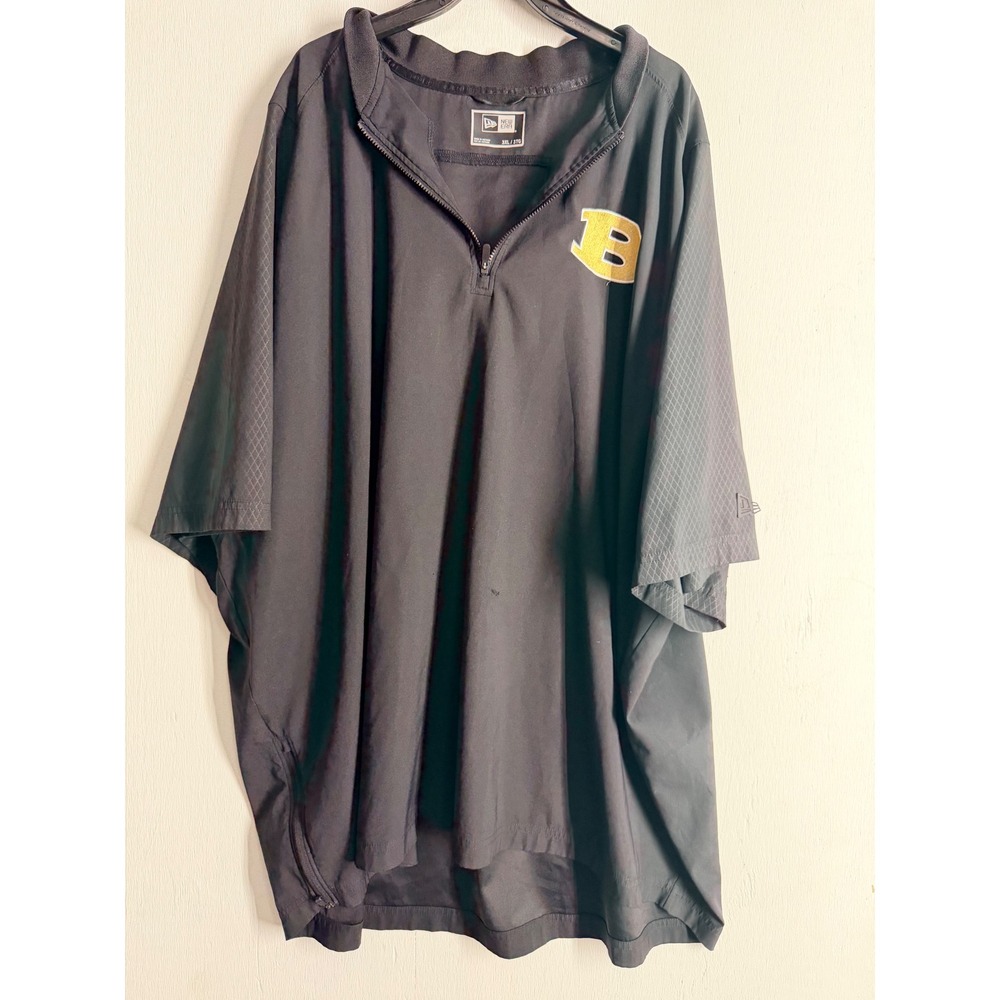 New Era Mens 3XL Black Quarter Zip Short Sleeve Cage Jacket Windbreaker B Logo